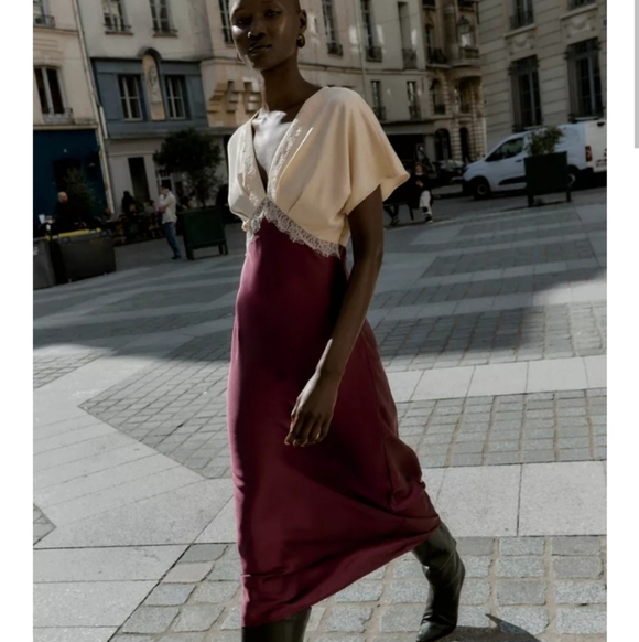 Zara Dresses & Skirts - Zara Burgundy and Cream Maxi Skirt